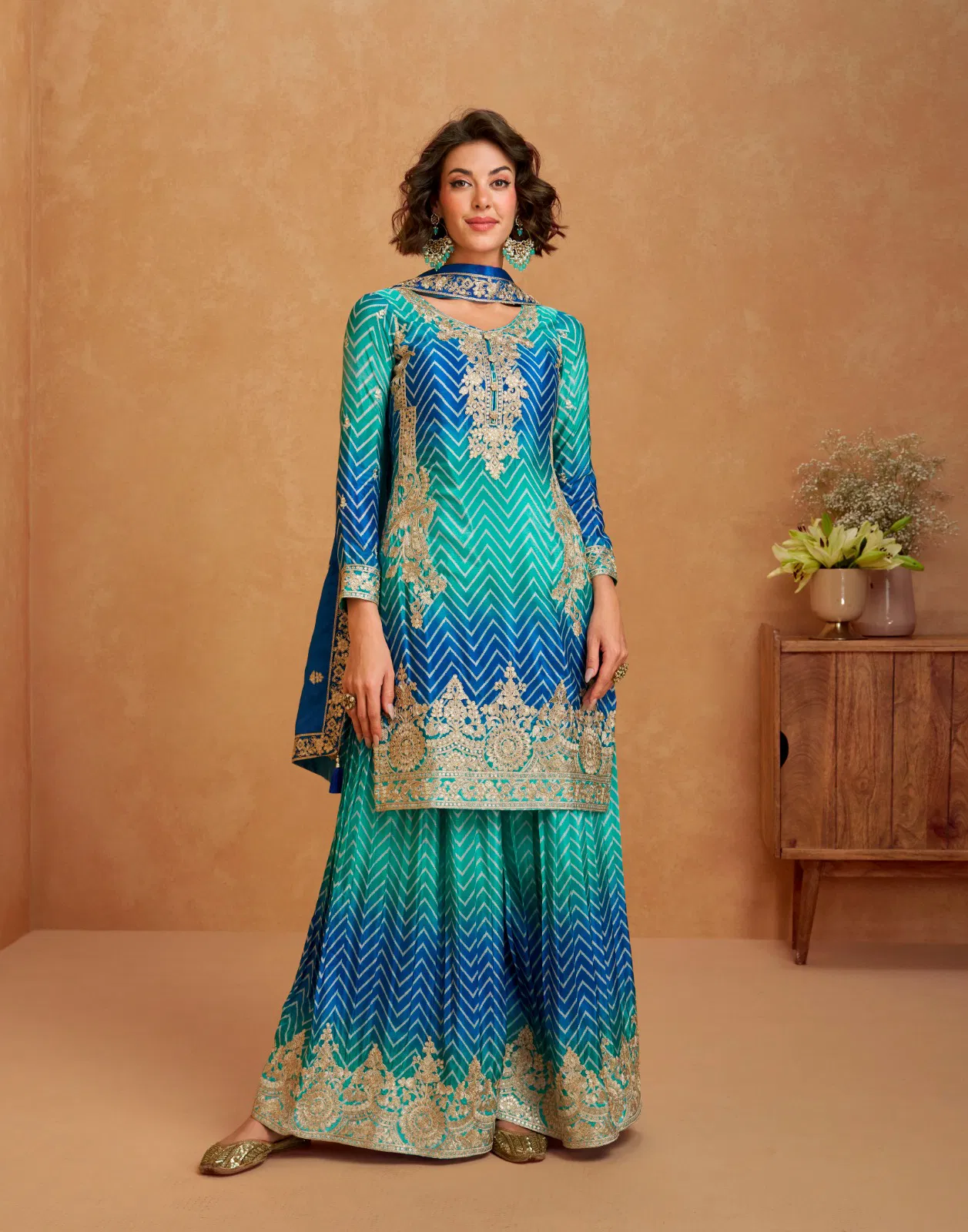 Raaga by Aashirwad 10280 series Chinon Silk Sharara Suit